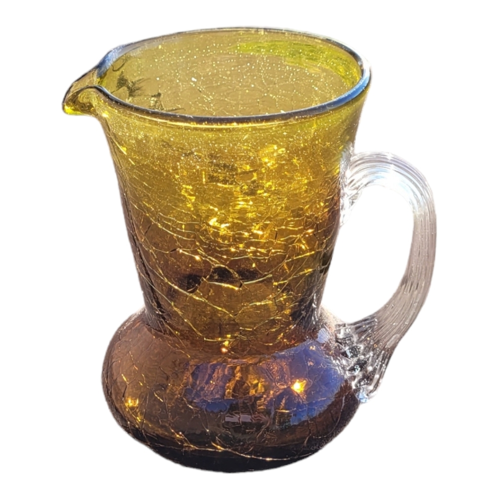Vintage Crackle Glass Mini Pitcher pilgrim